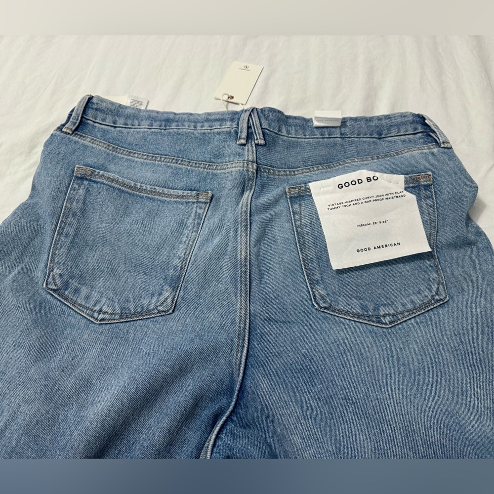 Good American Womens Good Boy Denim Jeans Distressed Zip Fly Indigo085 Size 15 - Picture 10 of 12